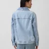 Oversized denimjakke med sjalhals