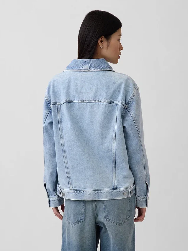 Oversized denimjakke med sjalhals