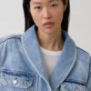 Oversized denimjakke med sjalhals