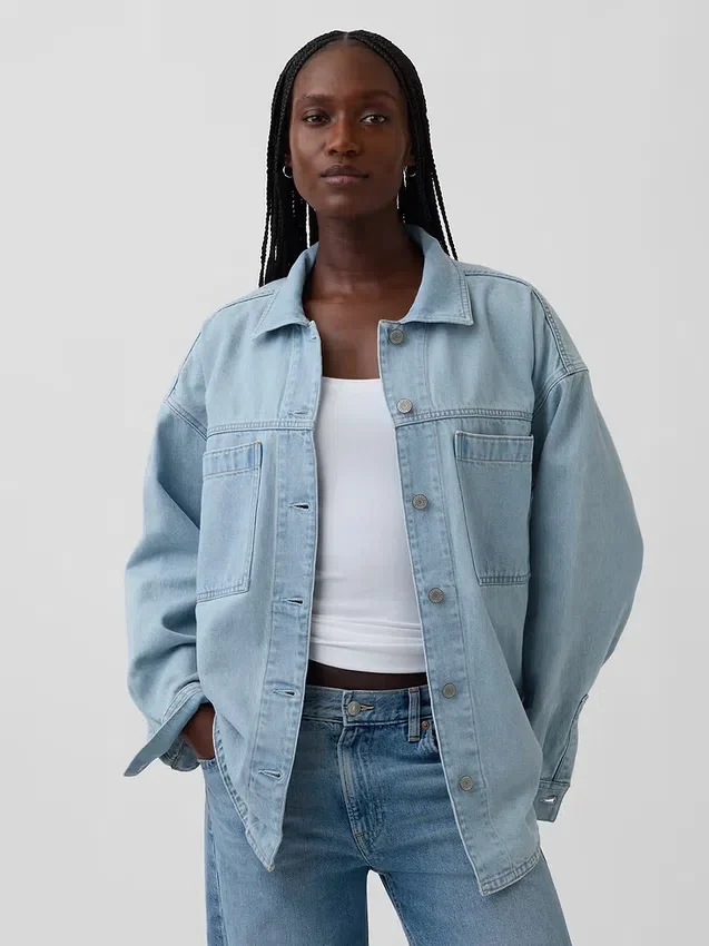 Oversized denimskjortejakke