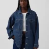 Oversized denimskjortejakke