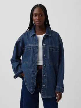 Oversized denimskjortejakke