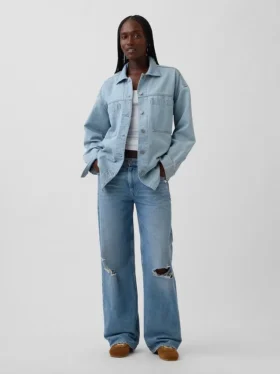 Oversized denimskjortejakke