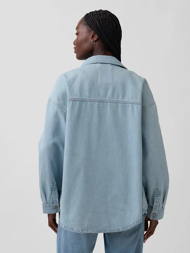 Oversized denimskjortejakke
