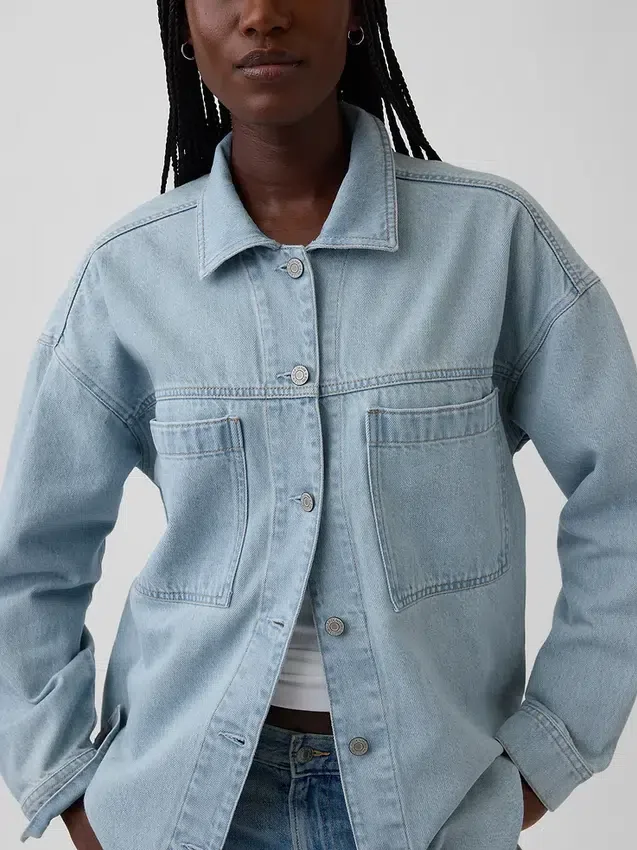 Oversized denimskjortejakke