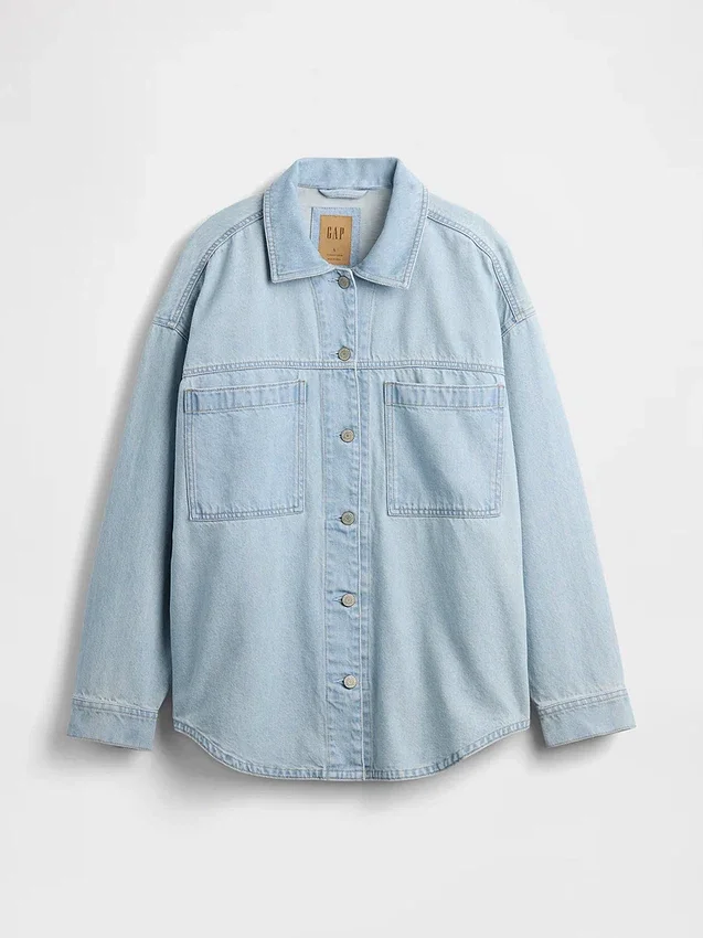 Oversized denimskjortejakke