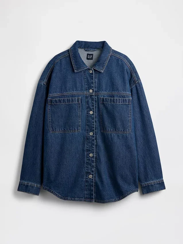 Oversized denimskjortejakke