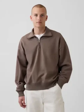 Oversized genser med kvart glidelås for voksne
