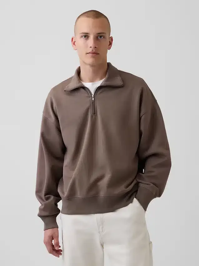 Oversized genser med kvart glidelås for voksne