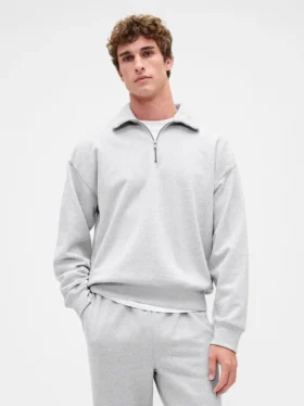 Oversized genser med kvart glidelås for voksne