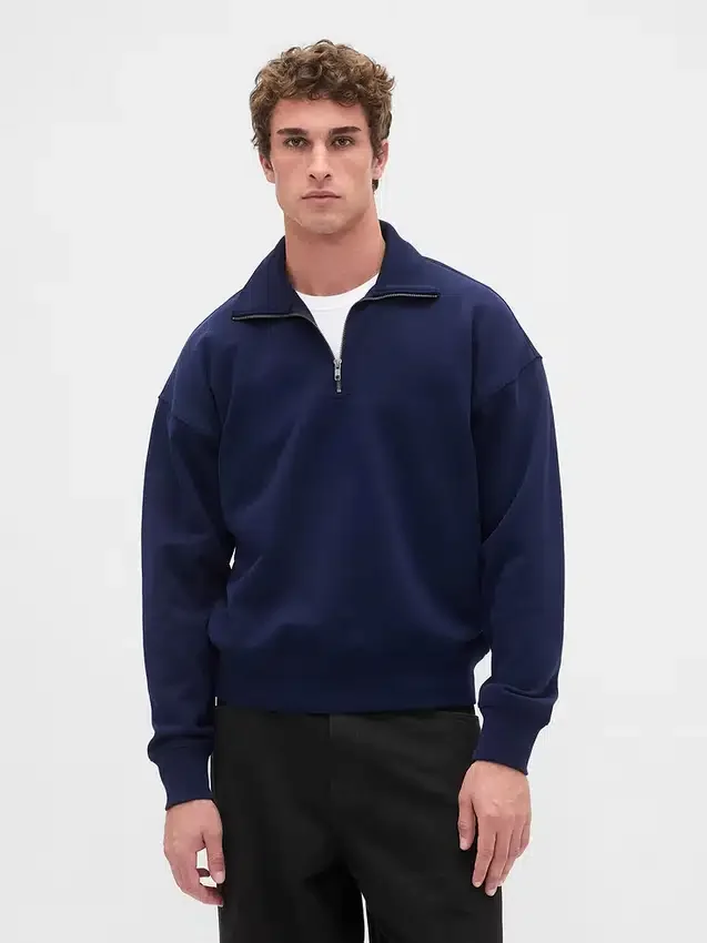 Oversized genser med kvart glidelås for voksne