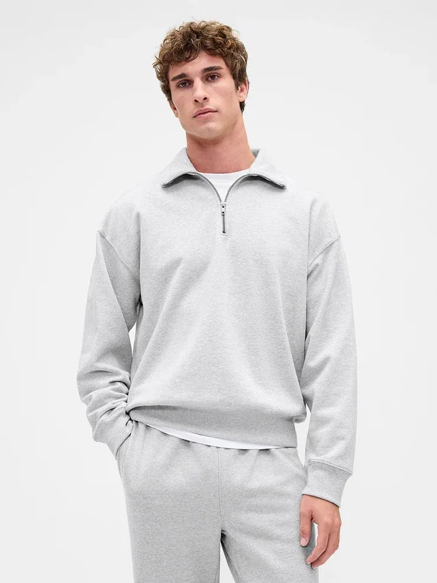 Oversized genser med kvart glidelås for voksne