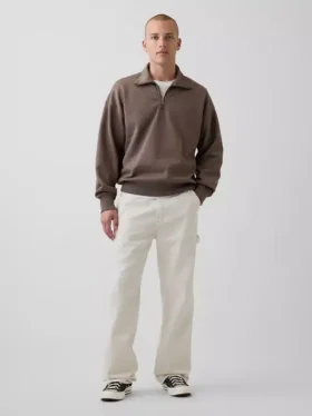 Oversized genser med kvart glidelås for voksne