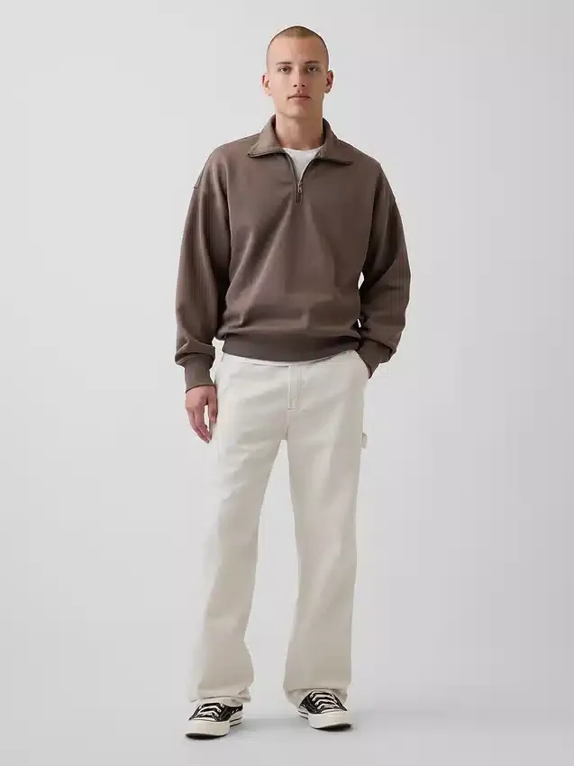 Oversized genser med kvart glidelås for voksne