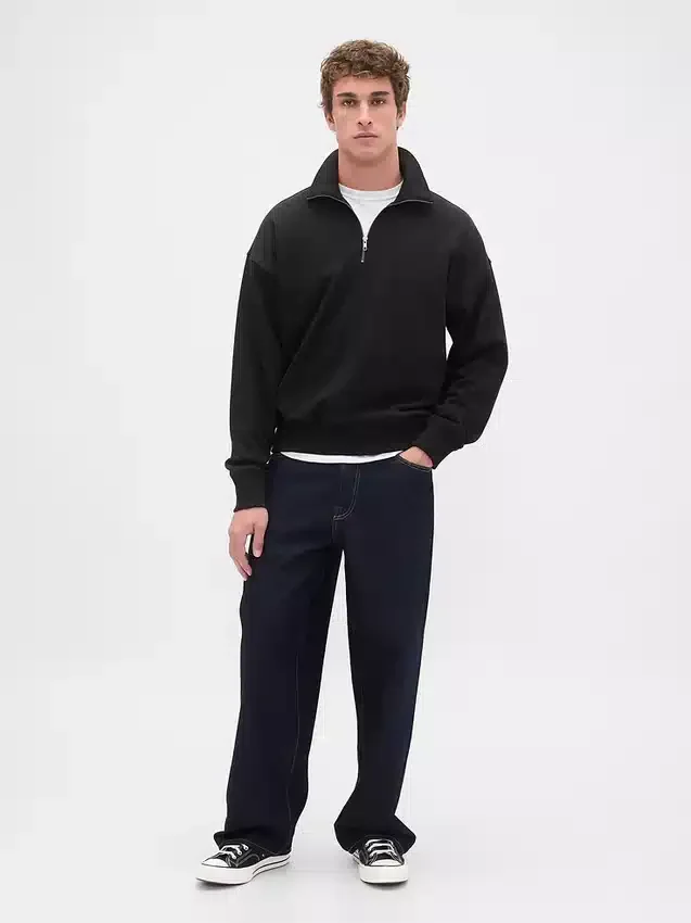 Oversized genser med kvart glidelås for voksne