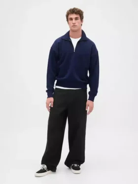 Oversized genser med kvart glidelås for voksne
