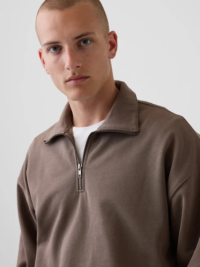 Oversized genser med kvart glidelås for voksne