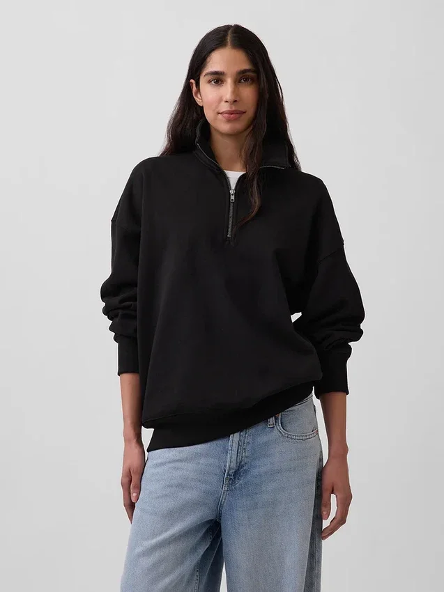 Oversized genser med kvart glidelås for voksne