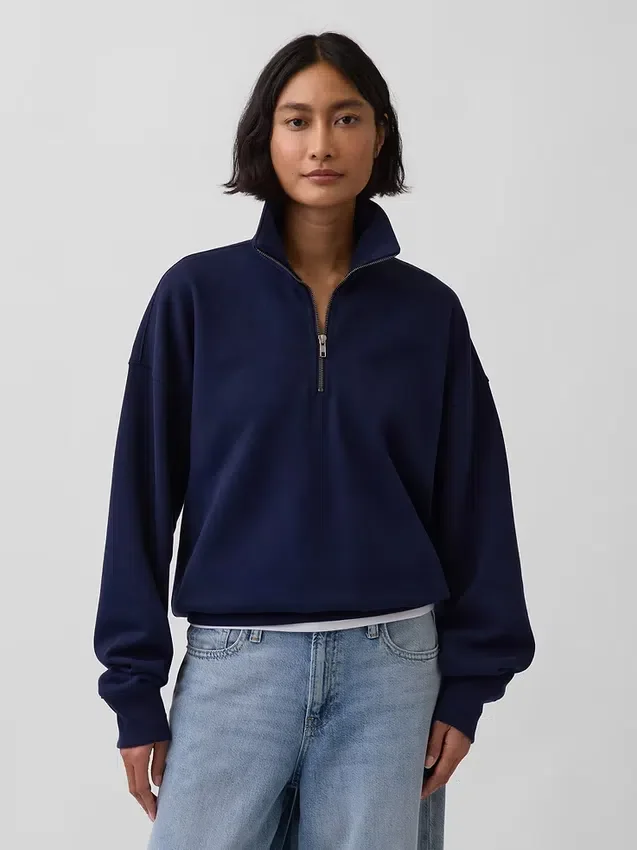 Oversized genser med kvart glidelås for voksne