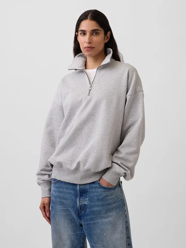 Oversized genser med kvart glidelås for voksne