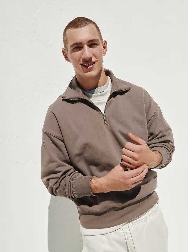 Oversized genser med kvart glidelås for voksne