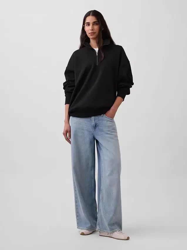 Oversized genser med kvart glidelås for voksne