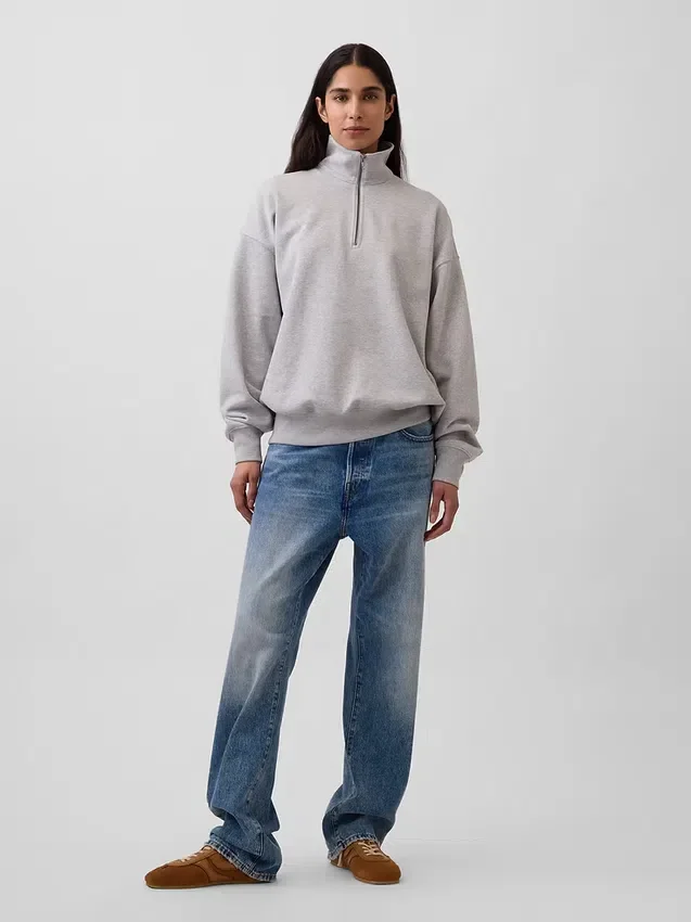 Oversized genser med kvart glidelås for voksne
