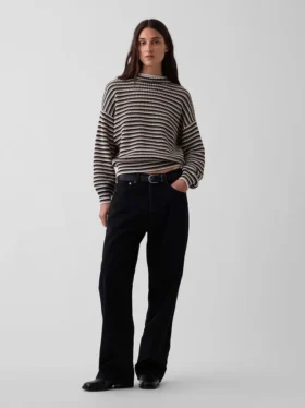 Oversized genser med rullekrage i 100 % bomull