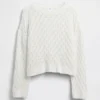 Oversized genser med rund hals i heklet bomull for barn
