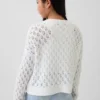 Oversized genser med rund hals i heklet bomull for barn