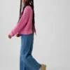 Oversized genser med rund hals i heklet bomull for barn