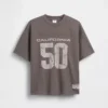 Oversized grafisk jersey-T-skjorte i mesh for barn
