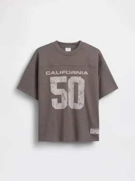 Oversized grafisk jersey-T-skjorte i mesh for barn
