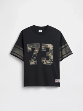 Oversized grafisk jersey-T-skjorte i mesh for barn