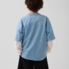 Oversized grafisk jersey-T-skjorte i mesh for barn