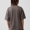 Oversized grafisk jersey-T-skjorte i mesh for barn