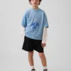 Oversized grafisk jersey-T-skjorte i mesh for barn
