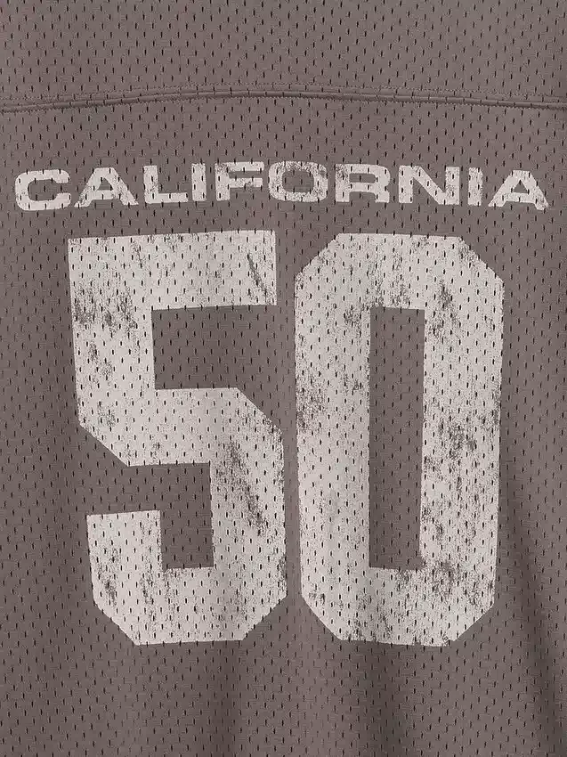 Oversized grafisk jersey-T-skjorte i mesh for barn