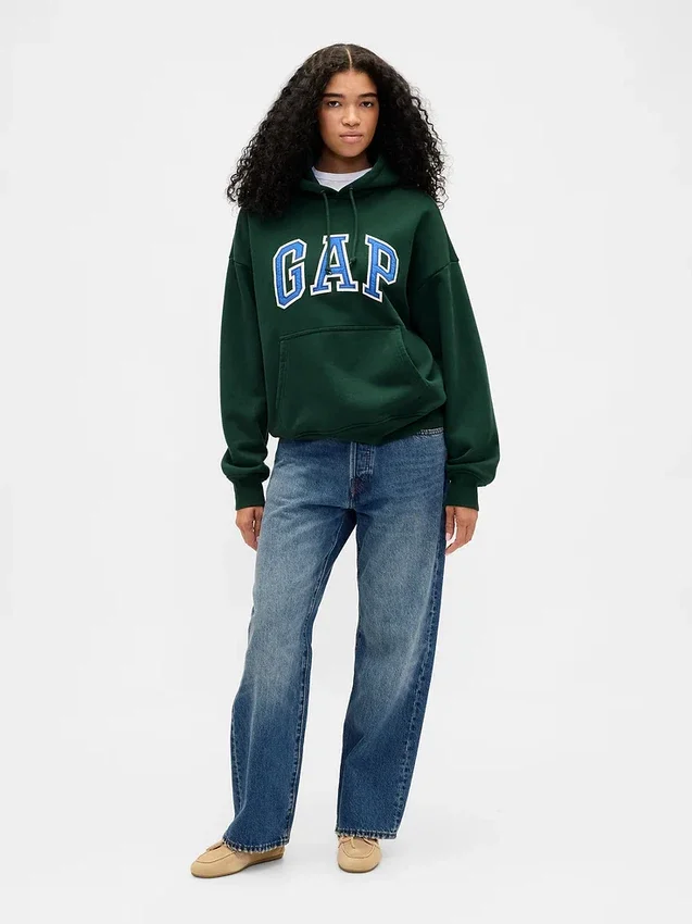 Oversized hettegenser i ekstra tykk fransk frotté med logo for voksne