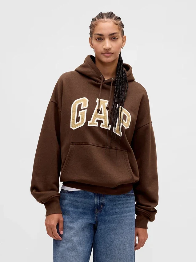Oversized hettegenser i ekstra tykk fransk frotté med logo for voksne