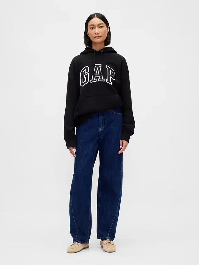 Oversized hettegenser i ekstra tykk fransk frotté med logo for voksne