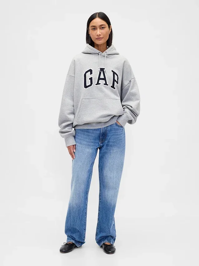 Oversized hettegenser i ekstra tykk fransk frotté med logo for voksne
