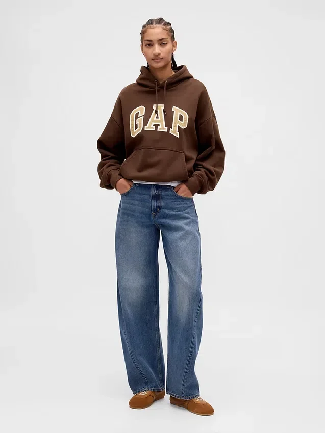 Oversized hettegenser i ekstra tykk fransk frotté med logo for voksne
