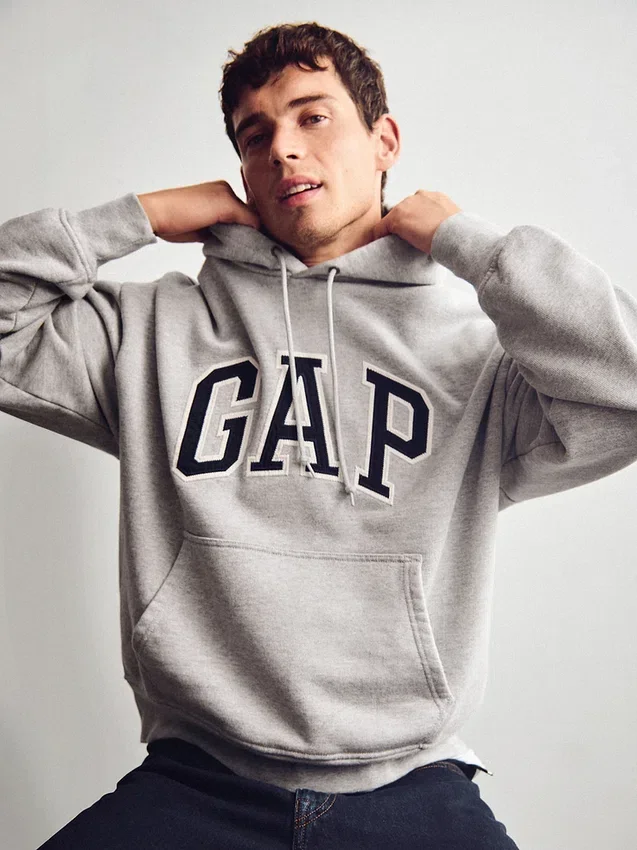 Oversized hettegenser i ekstra tykk fransk frotté med logo for voksne