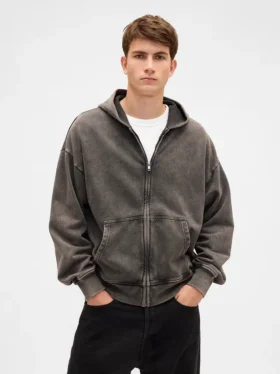 Oversized hettegenser med glidelås for voksne