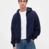 Oversized hettegenser med glidelås for voksne