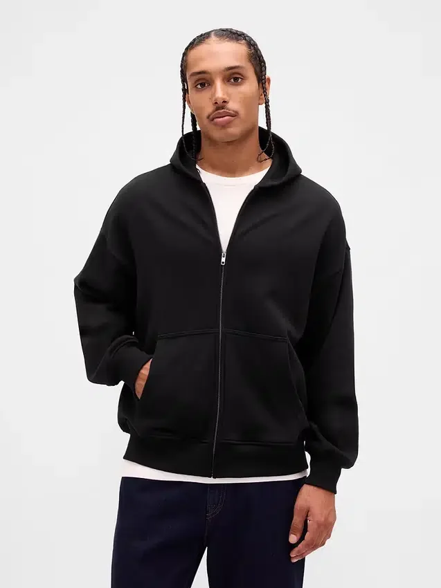 Oversized hettegenser med glidelås for voksne