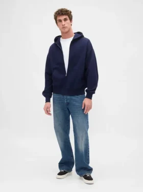 Oversized hettegenser med glidelås for voksne
