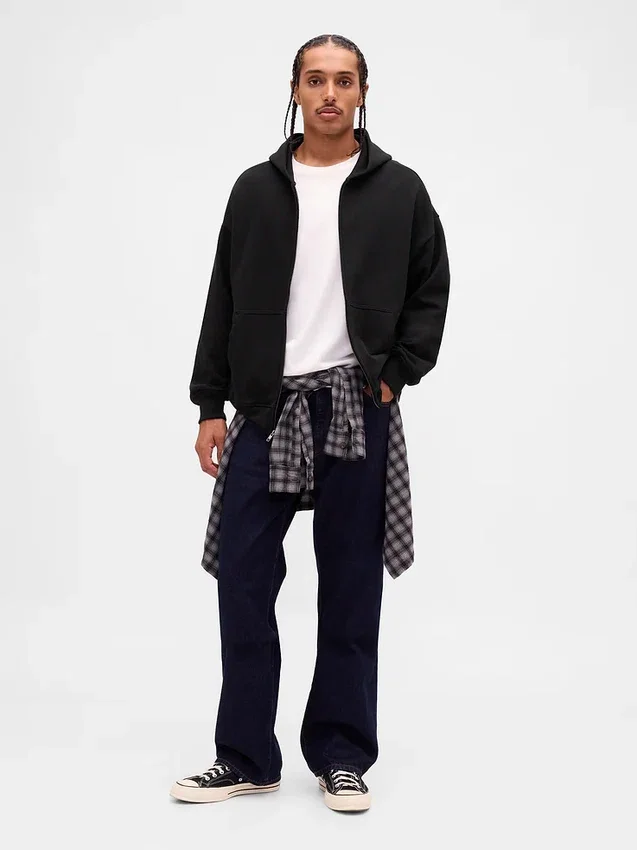 Oversized hettegenser med glidelås for voksne