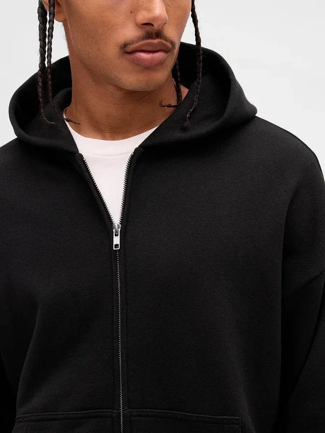 Oversized hettegenser med glidelås for voksne